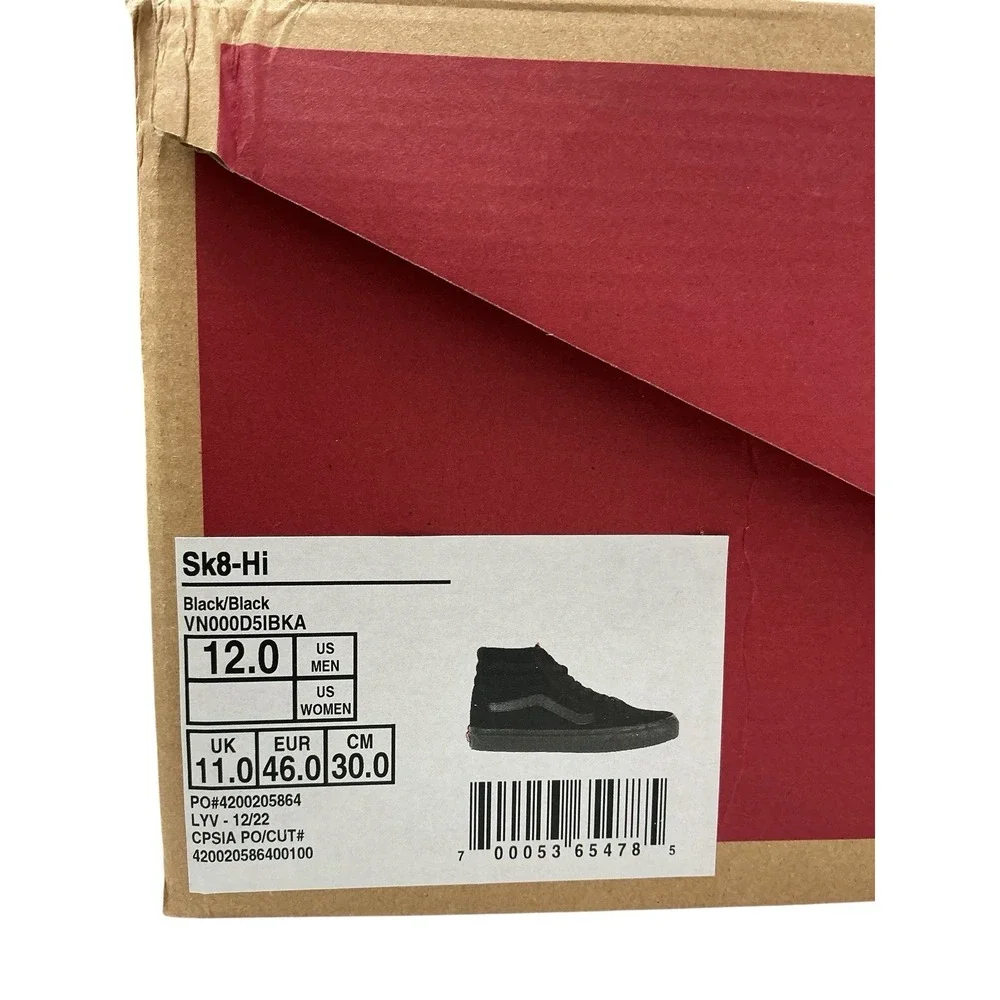 Vans Sk8-Hi Black/Black High Top VN000D5IBKA Men Size 12